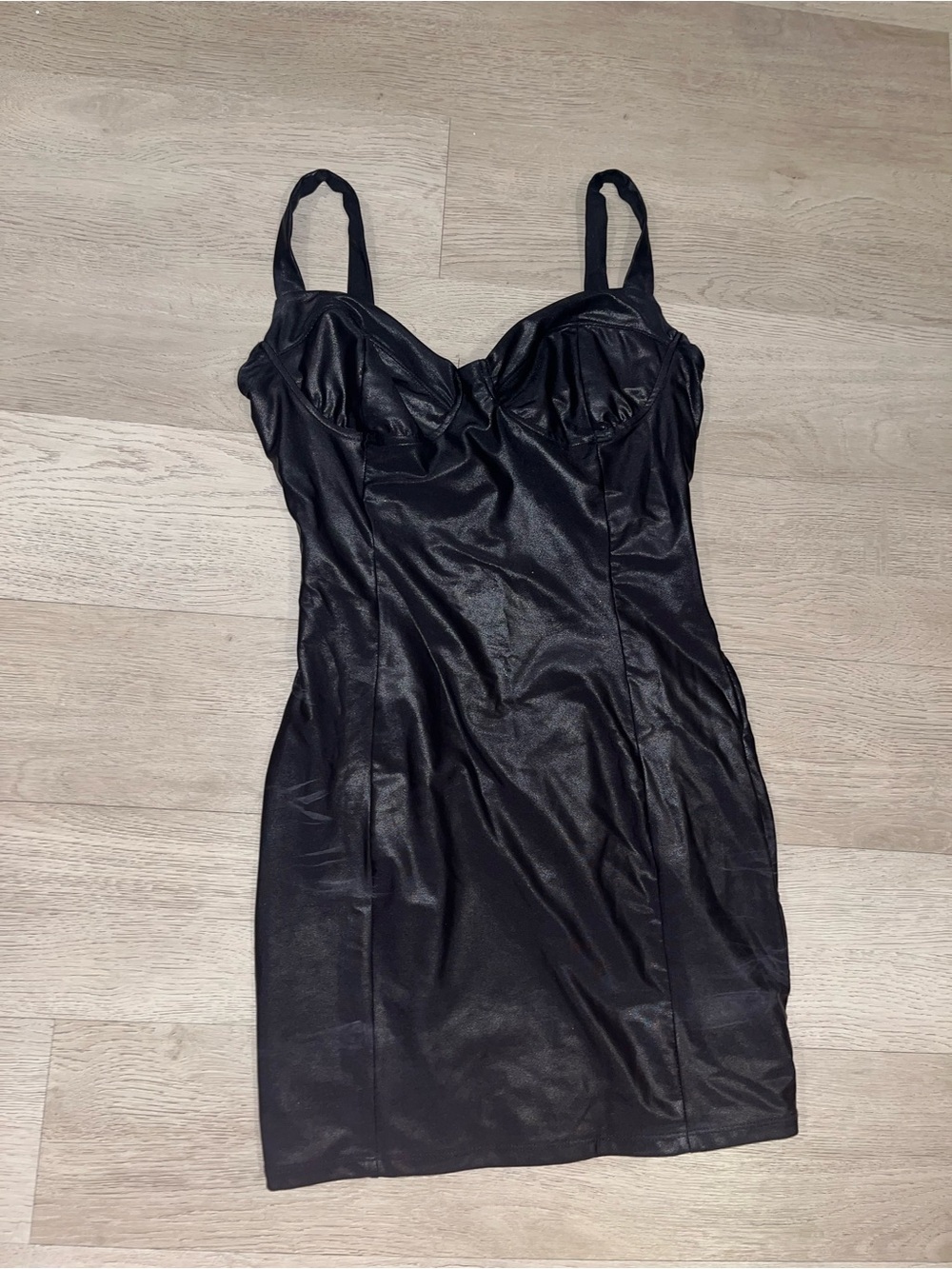 Sleek Black Fitted Naked Wardrobe Mini Dress with Structured Bust